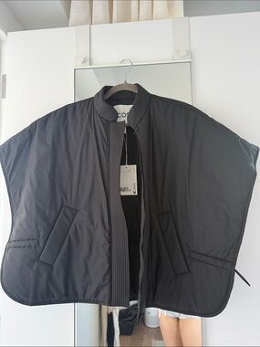 COS Black Quilted Cape-Style Puffer Jacket